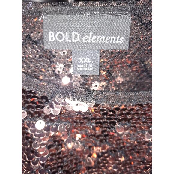 Bold Elements Bronze Sequin Scoop Neck Blouse Size 2XL - Picture 5 of 7